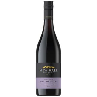 A bottle of New Hall Pinot Noir Précoce 2022, an English Red Wine
