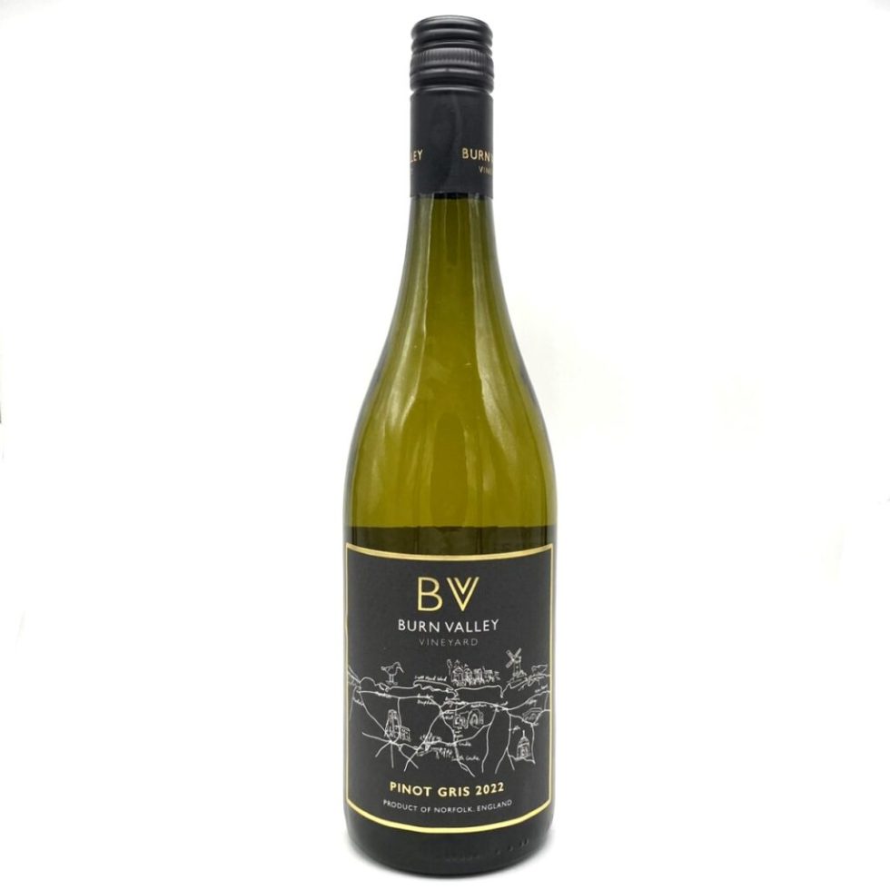 A bottle of Burn Valley Pinot Gris 2022, English White Wine