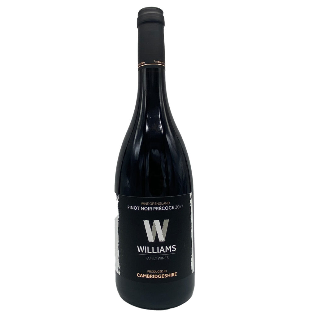 A bottle of Williams Family Wines Pinot Noir Precoce 2024, an English Red Wine