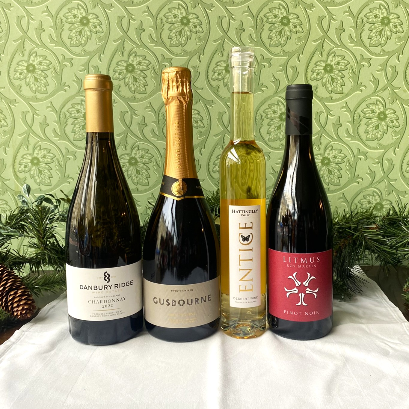 4 bottles of English wine, perfect for Christmas celebrations