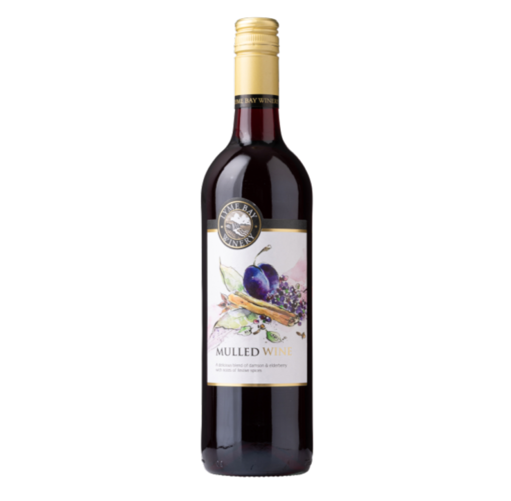 A bottle of Lyme Bay Mulled Wine