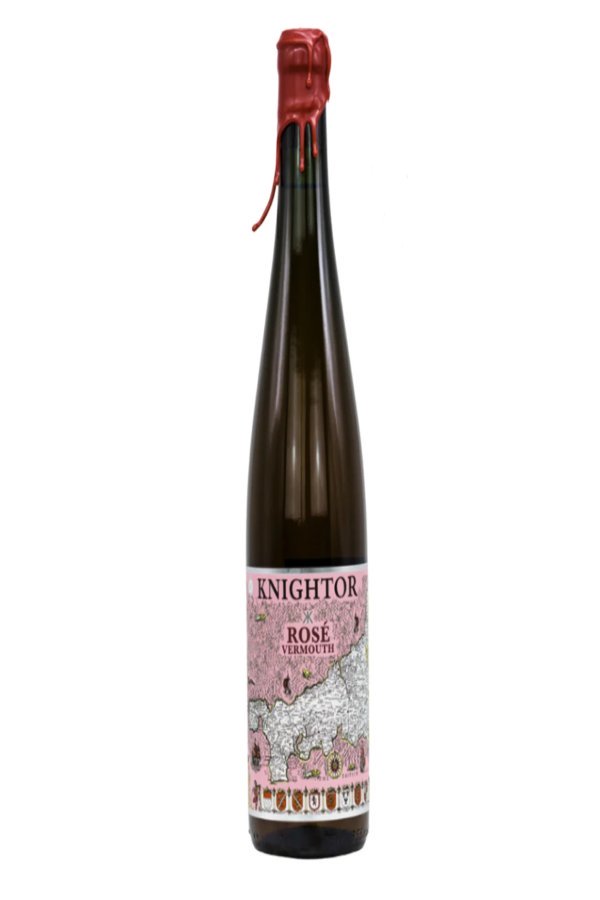 A bottle of Knightor Rosé Vermouth, an English Vermouth