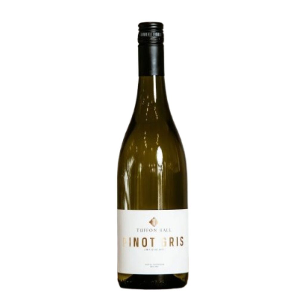 A bottle of Tuffon Hall Vineyard Pinot Gris 2025, and English White Wine